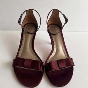Ann Taylor Purple Satin Heels with Bow